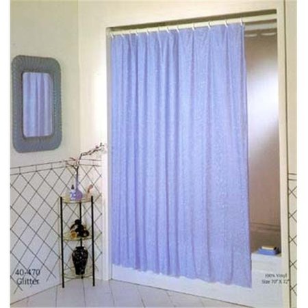 EX-CELL KAISER Excell 70in. X 72in. Blue Luxury Glitter Vinyl Shower Curtain  1ME-40O-470-431 1ME-40O-470-431